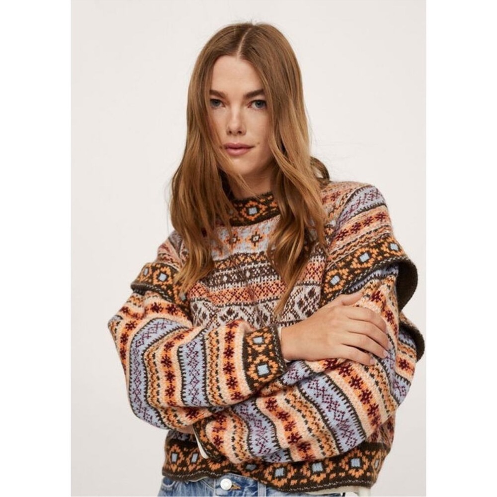 NWT MNG Multicolor Patterned Sweater Holiday  Mango